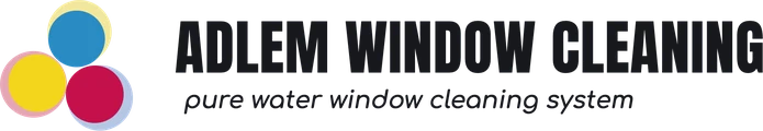 Adlem Window Cleaning logo: three overlapping blue, yellow and red circles